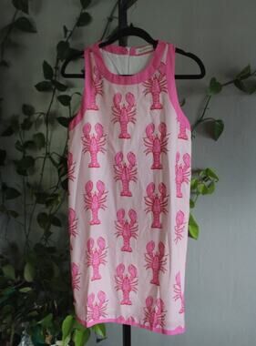 Pink Lobster Print Mini Shift Dress Size Small